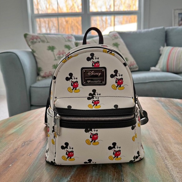 Loungefly Handbags - Loungefly Disney Mickey Mouse White and Black Mini Backpack